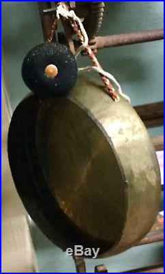 Vintage Antique Spun Brass Dinner Gong with Wood Striker