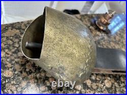Vintage Antique Swiss Brass Cow Bell 9 x8 With Original Leather Strap