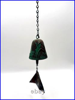 Vintage Arcosanti Soleri Cast Bronze Wind Chime Bell, Small Bell, Long Chain