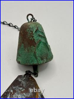 Vintage Arcosanti Soleri Cast Bronze Wind Chime Bell, Small Bell, Long Chain