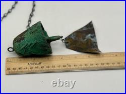 Vintage Arcosanti Soleri Cast Bronze Wind Chime Bell, Small Bell, Long Chain