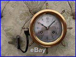 Vintage Aug. Schatz nautical ships bell clock! Beautiful brass clock
