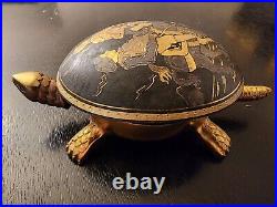 Vintage BOJ Eibar Espana a damascene turtle hotel/desk bell Spain 1950