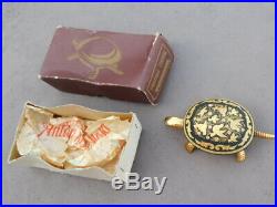 Vintage BOJ Eibar Spain Brass Gold Turtle Hotel Windup Desk Bell Working in Box