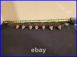 Vintage BRASS Bells (Bell Shape) (16) Approx. 44 inch Leather Strap Aged