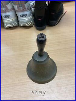 Vintage BRASS School. Dinner Bell w Wooden Handle