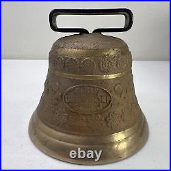 Vintage BRASS Swiss Cow Bell, Antique Alb Gusset Uetendorf, Rare Marked A