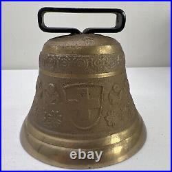 Vintage BRASS Swiss Cow Bell, Antique Alb Gusset Uetendorf, Rare Marked A
