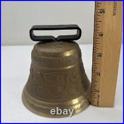Vintage BRASS Swiss Cow Bell, Antique Alb Gusset Uetendorf, Rare Marked A