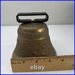 Vintage BRASS Swiss Cow Bell, Antique Alb Gusset Uetendorf, Rare Marked A