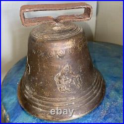 Vintage BRASS Switzerland Cow Bell, Antique, Cross, Approximately 5 Inches