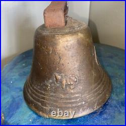 Vintage BRASS Switzerland Cow Bell, Antique, Cross, Approximately 5 Inches