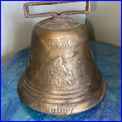Vintage BRASS Switzerland Cow Bell, Antique, Cross, Approximately 5 Inches