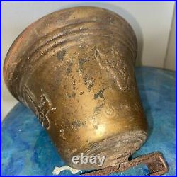 Vintage BRASS Switzerland Cow Bell, Antique, Cross, Approximately 5 Inches