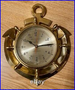 Vintage Bell Clock Co. Quartz Brass Anchor Ship's Clock