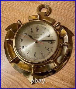 Vintage Bell Clock Co. Quartz Brass Anchor Ship's Clock