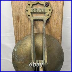 Vintage Bliss Brass Trolley Cable Car Streetcar Bell Mounted On Wood School Yard