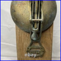 Vintage Bliss Brass Trolley Cable Car Streetcar Bell Mounted On Wood School Yard