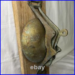 Vintage Bliss Brass Trolley Cable Car Streetcar Bell Mounted On Wood School Yard