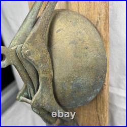 Vintage Bliss Brass Trolley Cable Car Streetcar Bell Mounted On Wood School Yard