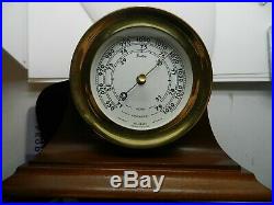 Vintage Boston Chelsea Clock Co Ship's Bell Barometer in wooden original mount