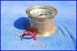 Vintage Boston ships clock with watch bells & Key Brass Needs minor Repair