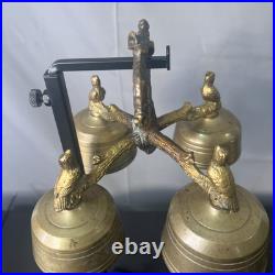 Vintage Brass Alter Bells With Birds Design