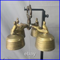 Vintage Brass Alter Bells With Birds Design