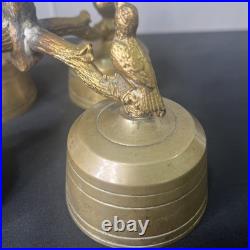 Vintage Brass Alter Bells With Birds Design