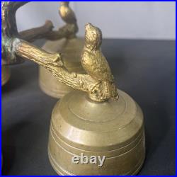 Vintage Brass Alter Bells With Birds Design