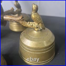 Vintage Brass Alter Bells With Birds Design