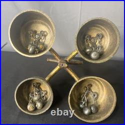 Vintage Brass Alter Bells With Birds Design