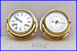 Vintage Brass Barigo Germany Ships Boat Bell Clock & Barometer Nautical Works