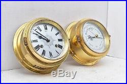 Vintage Brass Barigo Germany Ships Boat Bell Clock & Barometer Nautical Works