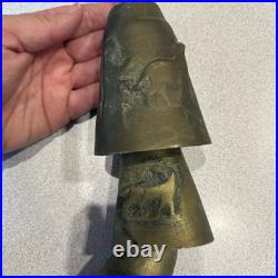 Vintage Brass Bedouin Camel Bells Graduated in Size Antique 17 Inches