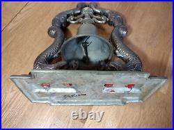 Vintage Brass Bell Hanging On Dolphin Sea Creatures India 12 Heavy Solid Brass