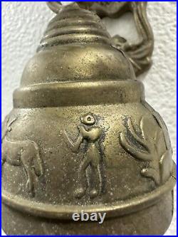 Vintage Brass Bell Monastery Wall Hanging Church Religious Knocker Religion