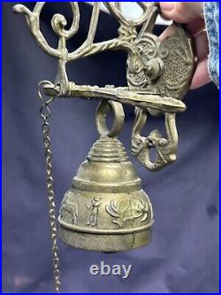 Vintage Brass Bell Monastery Wall Hanging Church Religious Knocker Religion