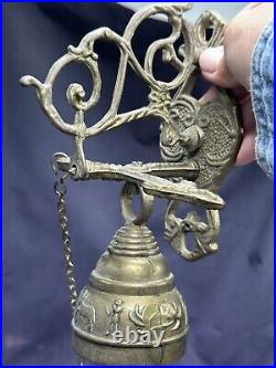Vintage Brass Bell Monastery Wall Hanging Church Religious Knocker Religion