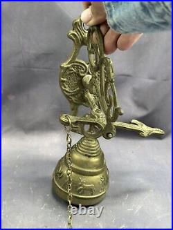 Vintage Brass Bell Monastery Wall Hanging Church Religious Knocker Religion