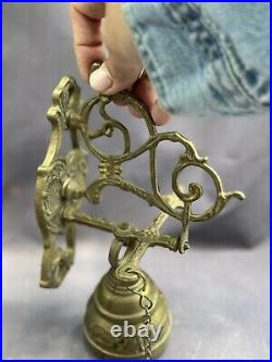Vintage Brass Bell Monastery Wall Hanging Church Religious Knocker Religion