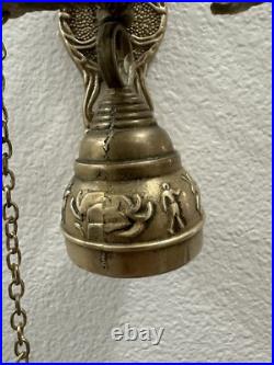 Vintage Brass Bell Monastery Wall Hanging Church Religious Knocker Religion