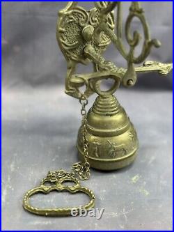 Vintage Brass Bell Monastery Wall Hanging Church Religious Knocker Religion
