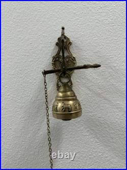 Vintage Brass Bell Monastery Wall Hanging Church Religious Knocker Religion