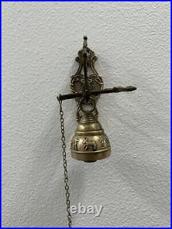 Vintage Brass Bell Monastery Wall Hanging Church Religious Knocker Religion