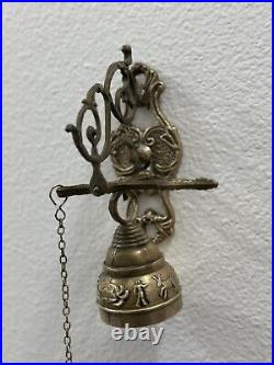 Vintage Brass Bell Monastery Wall Hanging Church Religious Knocker Religion