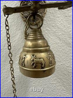 Vintage Brass Bell Monastery Wall Hanging Church Religious Knocker Religion