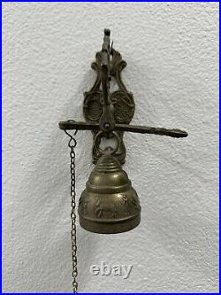 Vintage Brass Bell Monastery Wall Hanging Church Religious Knocker Religion