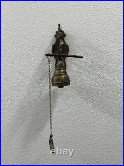 Vintage Brass Bell Monastery Wall Hanging Church Religious Knocker Religion