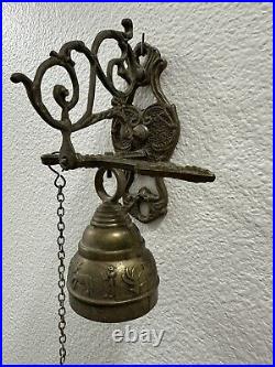 Vintage Brass Bell Monastery Wall Hanging Church Religious Knocker Religion